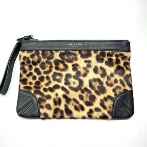 Rag & Bone Calf  Pony Hair Leopard  Print Leather Trim Hand Bag Pouch‎ Clutch